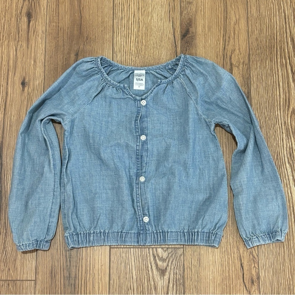 NWOT Carters Kid Chambray Button Front Shirt Girl's Size 5T